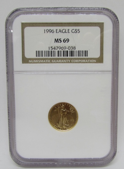 1996 GOLD HALF EAGLE 5 DOLLAR NGC MS69 US COIN