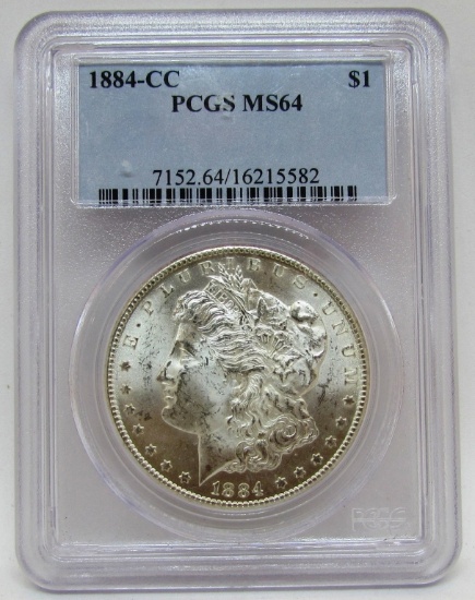 1884 CC CASON CITY MORGAN SILVER DOLLAR COIN MS 64