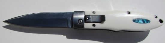 AUTOMATIC SWITCHBLADE POCKET KNIFE INLAID