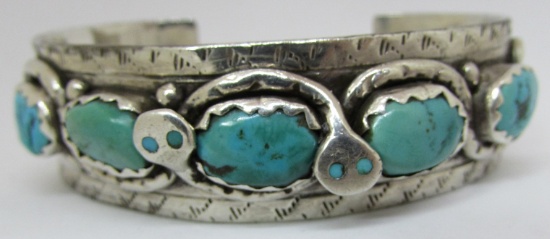 EFFIE CALAVAZA ZUNI TURQUOISE BRACELET STERLING