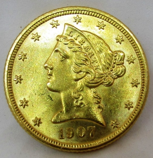 1907 D GOLD LIBERTY 5 DOLLAR GOLD US COIN UNC