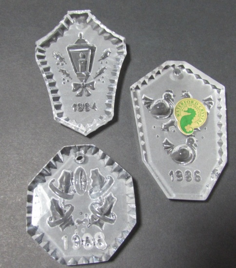 3 WATERFORD CRYSTAL CHRISTMAS ORNAMENTS 12 DAYS
