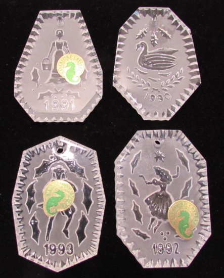 4 WATERFORD CRYSTAL CHRISTMAS ORNAMENTS 12 DAYS