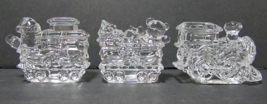 MARQUIS BY WATERFORD 3PC CRYSTAL TRAIN SET XMAS