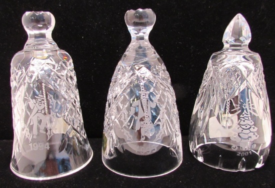 3 WATERFORD IRISH CRYSTAL BELLS CHRISTMAS 94 95 01