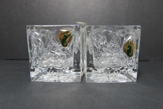 2 WATERFORD IRISH CRYSTAL CHRISTMAS CANDLE VOTIVES
