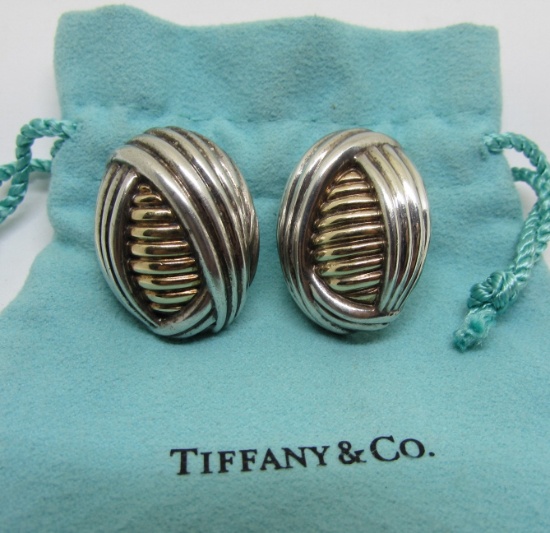 TIFFANY & CO 14K GOLD & STERLING SILVER POST CLIP