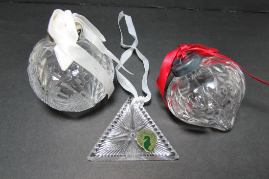 3 WATERFORD CRYSTAL ORNAMENT CHRISTMAS TIME SQUARE