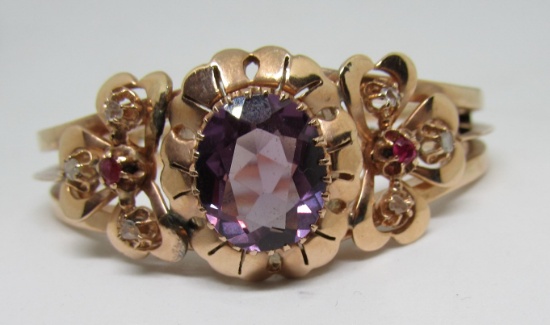 9.8CT TOPAZ 14K ROSE GOLD BRACELET DIAMOND RUBY