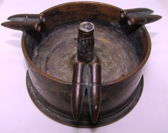 WWII TRENCH ART BULLET ASHTRAY SHELL POW US NAVY