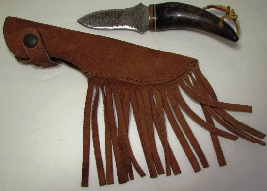 UNIQUE HANDMADE KNIFE LEATHER FRINGE SHEATH