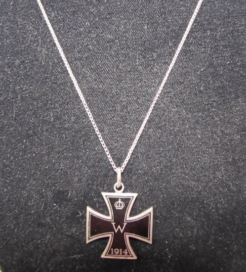 WWI 1914 GERMAN WEHRMACHT MEDAL NECKLACE SILVER
