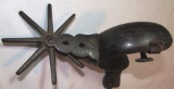 ANTIQUE ETCHED SPUR COWBOY WESTERN FORGED IRON