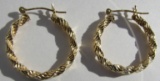 TWISTED ROPE HOOP EARRINGS 14K YELLOW GOLD 25MM