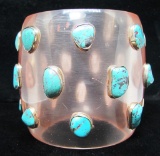 GEM TURQUOISE STERLING SILVER LUCITE BRACELET