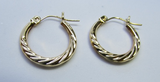 14K YELLOW GOLD HOOP EARRINGS SHRIMP DESIGN