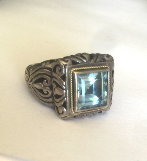 18K & STERLING BLUE TOPAZ RING