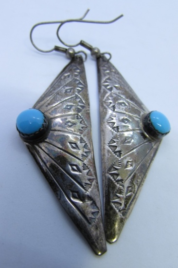 KINGMAN TURQUOISE EARRINGS STERLING SILVER