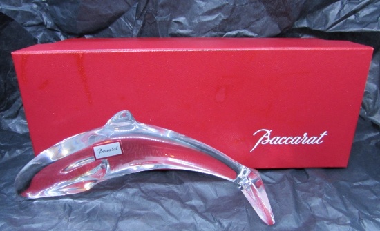 BACCARAT CRYSTAL DOLPHIN PAPERWEIGHT STATUE SIGNED