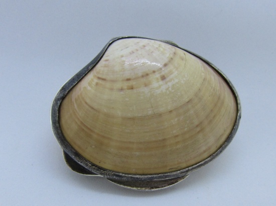MARKED 800 STERLING SILVER CLAM SHELL RING BOX