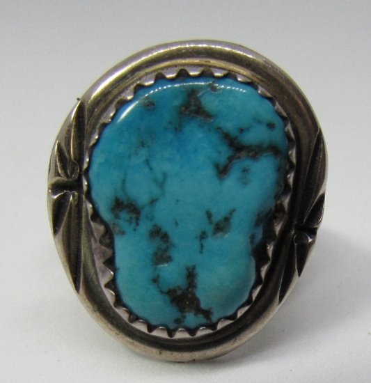 NAVAJO TURQUOISE RING STERLING SILVER