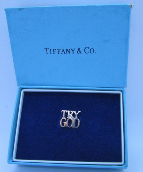 TIFFANY & CO TRY GOD STERLING SILVER LAPEL PIN TIE