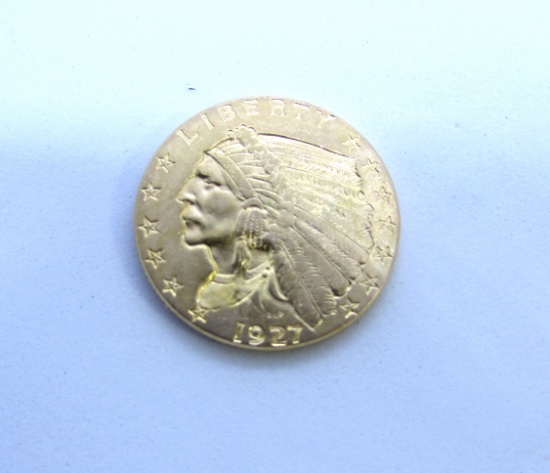 1927 GOLD INDIAN COIN 2 1/2 DOLLAR