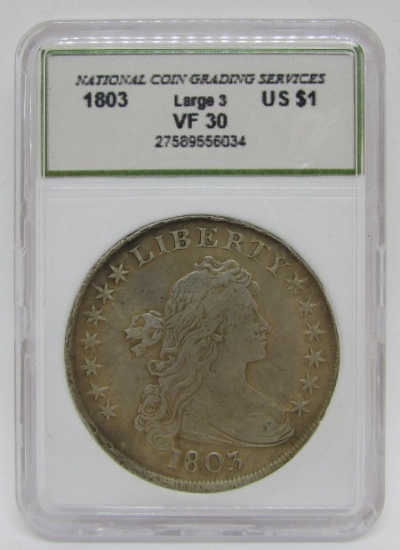 1803 LARGE 3 VF 30 US $1 DRAPED BUST DOLLAR