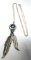 TURQUOISE FEATHER NECKLACE STERLING SILVER NAVAJO