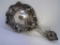 STERLING SILVER REPOUSSE HAND MIRROR BEVELED GLASS