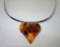 AMBER HEART NECKLACE STERLING SILVER COLLAR