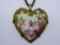 ANTIQUE LIMOGES STYLE HAND PAINTED HEART NECKLACE