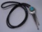 SIGNED RB TURQUOISE BOLO NECKLACE STERLING SILVER