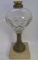 PATTERN GLASS OIL LAMP BRASS MARBLE BASE ANTIQUE