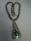 E BICKLE TURQUOISE BEADED NECKLACE STERLING SILVER
