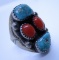 SIGNED VL TURQUOISE RING STERLING SILVER SIZE 11