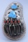 BEAR CLAW TURQUOISE BELT BUCKLE STERLING SILVER ES
