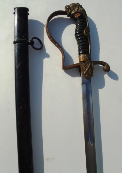 GERMAN WWI SWORD & SCABBARD LION HEAD