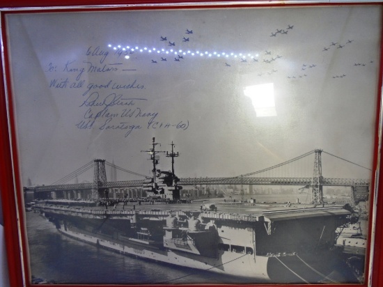 1956 PHOTO USS SARATOGA CV-60 SIGNED CAPTAIN NAVY