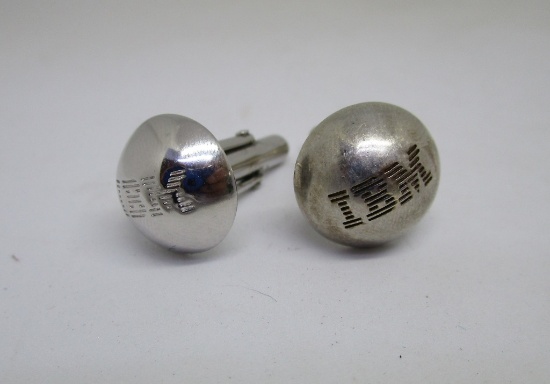 IBM CUFFLINKS STERLING SILVER CUFF LINKS