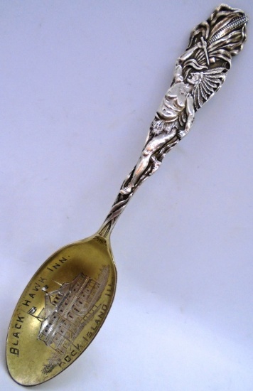 NATIVE AMERICAN INDIAN CHIEF SPOON STERLING SILVER