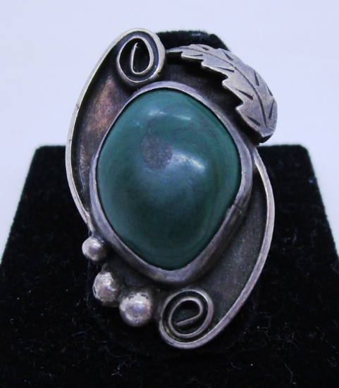 NAVAJO MALACHITE RING STERLING SILVER