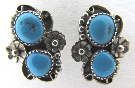 G BOYD EARRINGS TURQUOISE STERLING SILVER