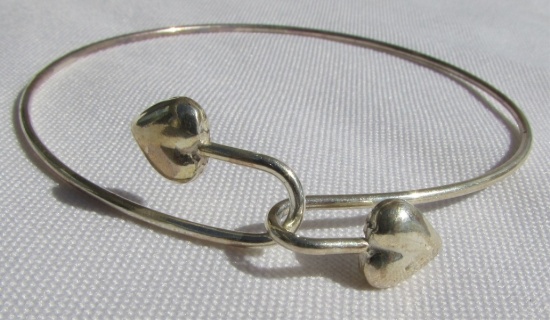 BRACELET STERLING SILVER TIFFANY STYL HEART BANGLE