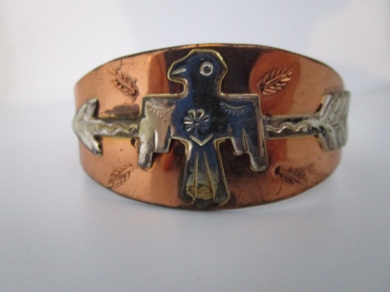 STERLING SILVER & COPPER BRACELET FRED HARVEY ERA