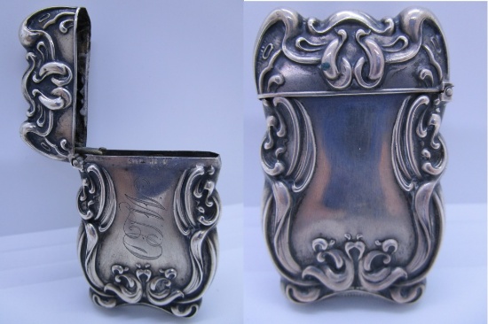 MATCH SAFE VESTA CASE STERLING SILVER BOX