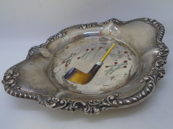 ENAMEL PIPE TRAY REED & BARTON STERLING SILVER