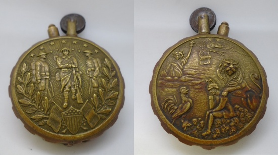 WWI BRASS LIGHTER US FRANCE ENGLAND GERMANY