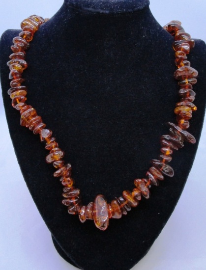 NUGGET AMBER NECKLACE 36" LONG WEIGHS 109.6 GRAMS