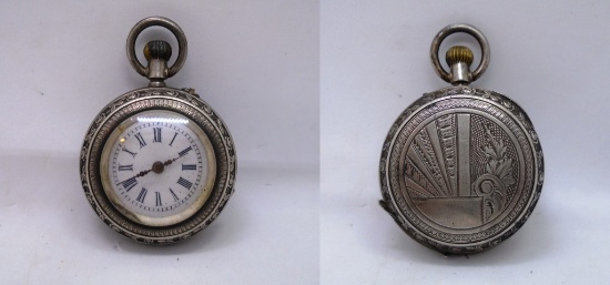 SWISS POCKET WATCH ANTIQUE STERLING OR COIN SILVER